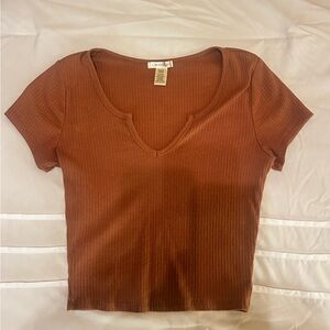 Target Brown Ribbed Crop Top